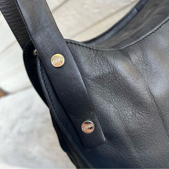 LOEWE Black Y2K Vintage Slouchy Tote Shoulder Bag Grunge - Picture 11 of 16